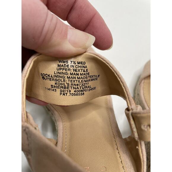 Lauren Conrad Sandals Shoes Women 7.5 Beige Pink Espadrille Wedge Open Toe Strap - Picture 11 of 12